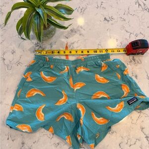 Patagonia Turquoise Shorts with Orange Accents